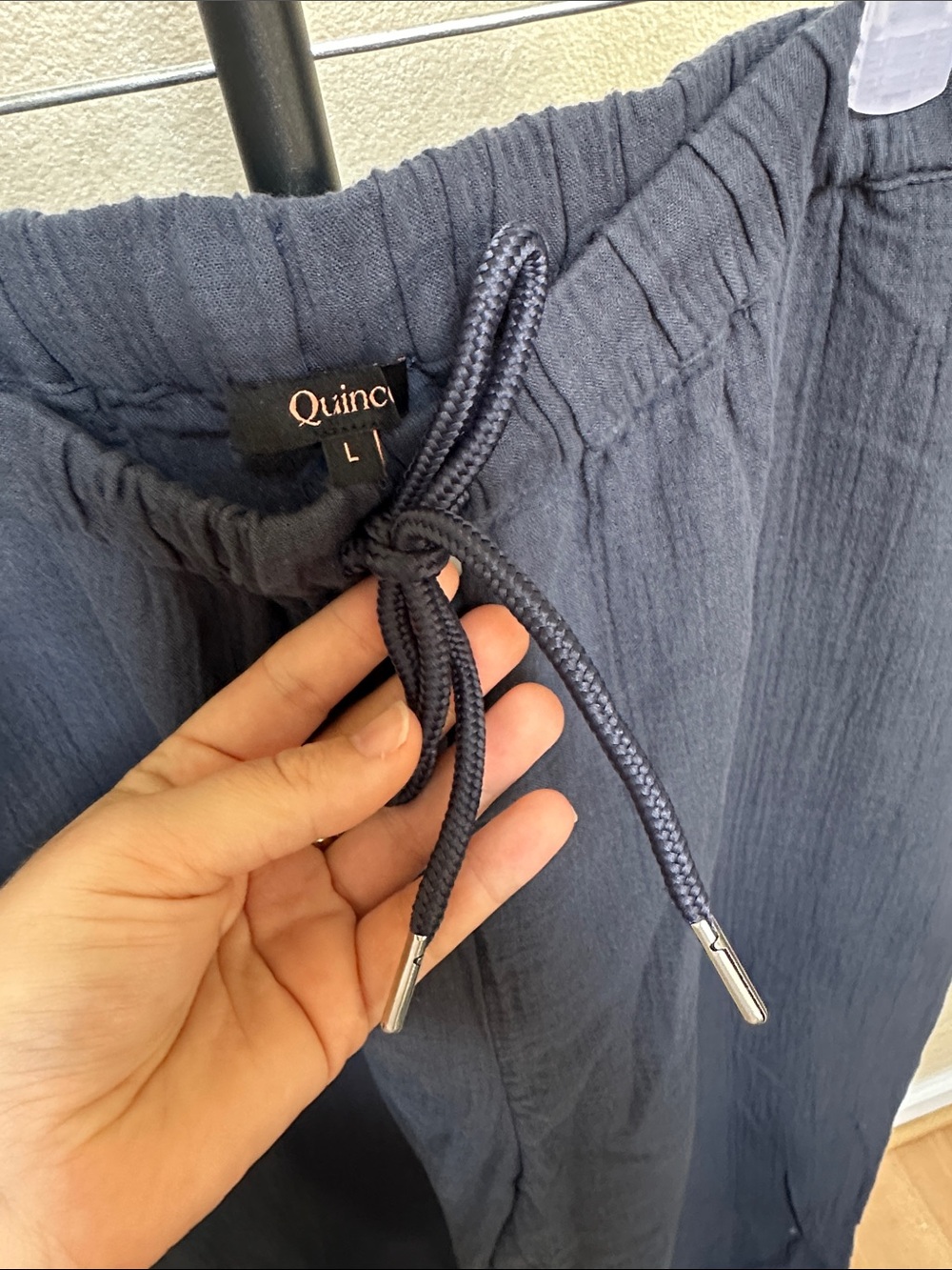 Quince 100% Organic Cotton Gauze Straight Leg Pants Indigo Blue sz large - Picture 5 of 10